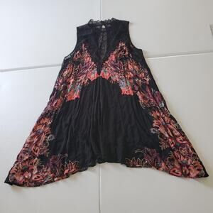 Free People Dress Womens Medium Black Floral Lace Boho Whimsigoth Fairy Grunge